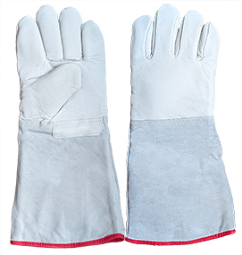 EM-Tec CP40 Kryo Lederschützhandschuhe, Grosse M/L, grau, 40 cm Länge